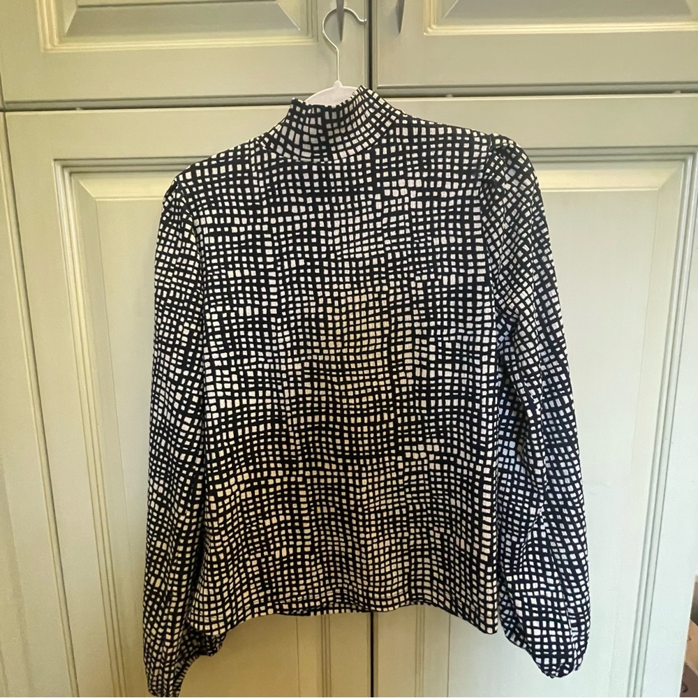 Mango Black and White Checkered Top